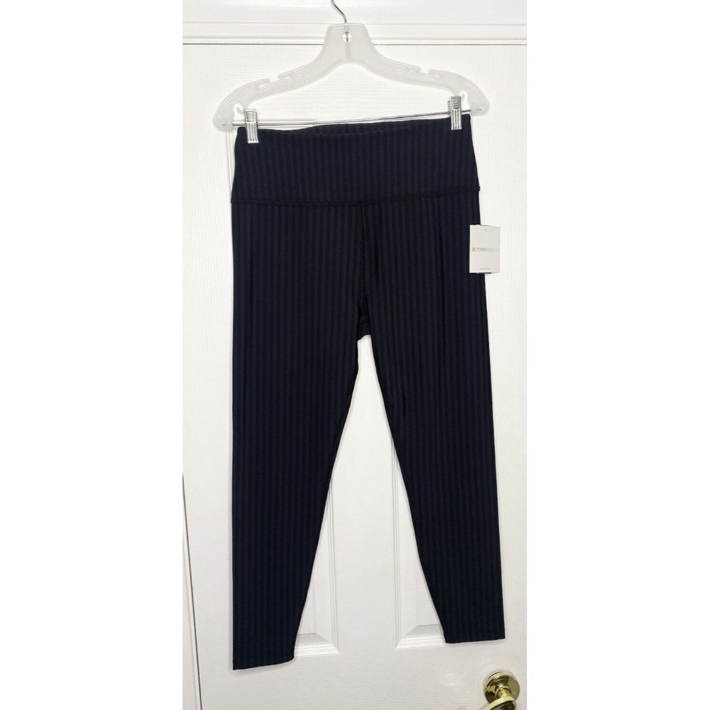 Beyond Yoga Women’s Striped Jacquard Caught In The Midi Legging‎ Black XL New